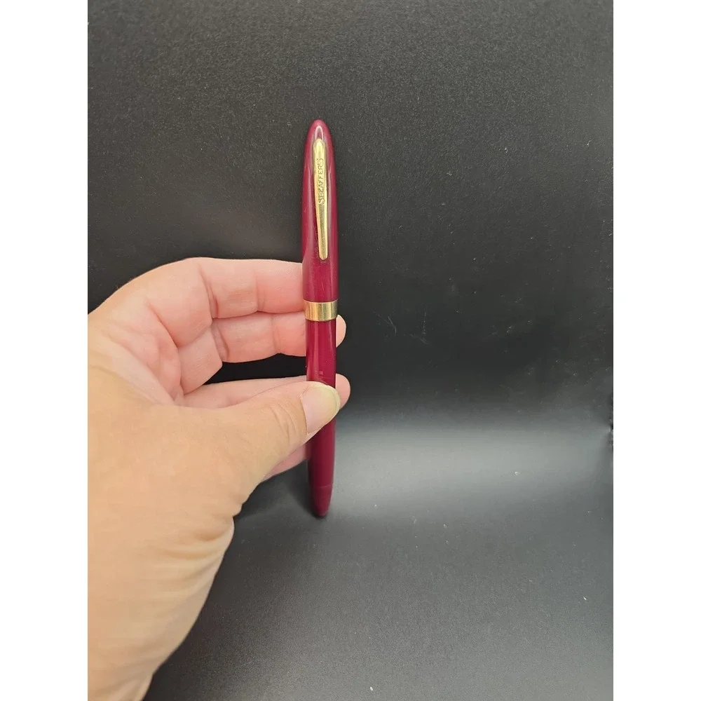 VTG Sheaffer Fountain Pen Red Burgundy 14k Yellow Gold Nib Not Tested Restoratio